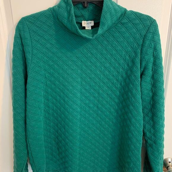 J. Crew Size Small Women's Green Quilted Cowl Neck Sweater - Picture 1 of 4